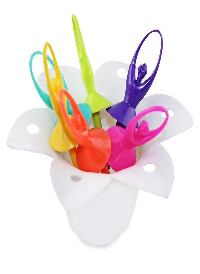 Naivete Dancing Doll Fruit Fork Set with Stand, Multicolour - Image 3